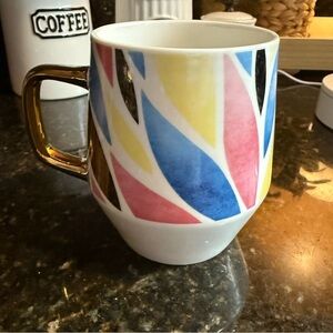 Colorful Geometric Mug with Gold Handle Large